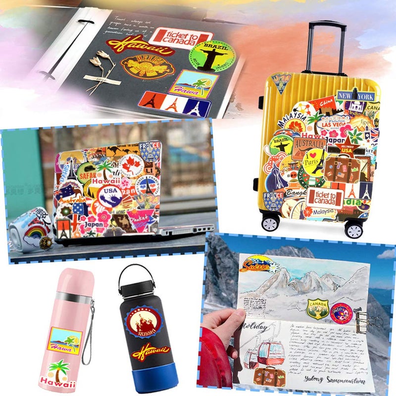 QTL Luggage Stickers for Adults Kids Travel Stickers for Luggage for Easy Identification Waterproof Vinyl Packs 100Pcs - Image 3